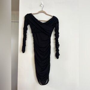 Black off shoulder mini dress